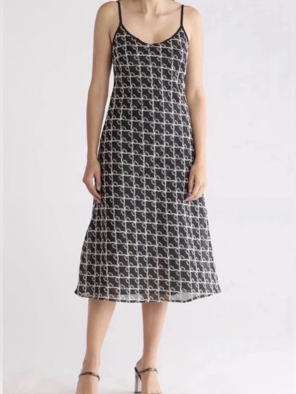Lisa Says Gah Sofia Bow Sheer Party Midi Dress